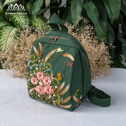 手刺繍 お花 ローズ リュックサック リュック・バックパック