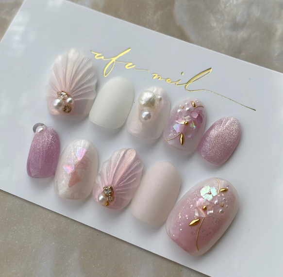 pearl mermaid nail （pink purple） 1枚目の画像