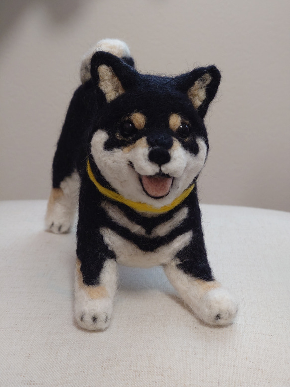 羊毛フェルト　いぬ　柴犬　黒柴　ハンドメイド