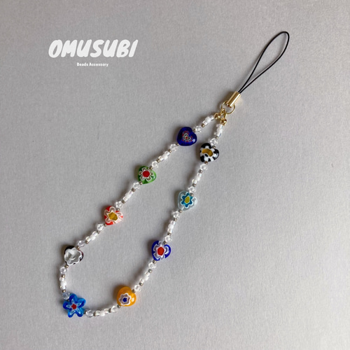 ストラップ ] ミルフィオリ ビーズストラップ / creema限定 携帯