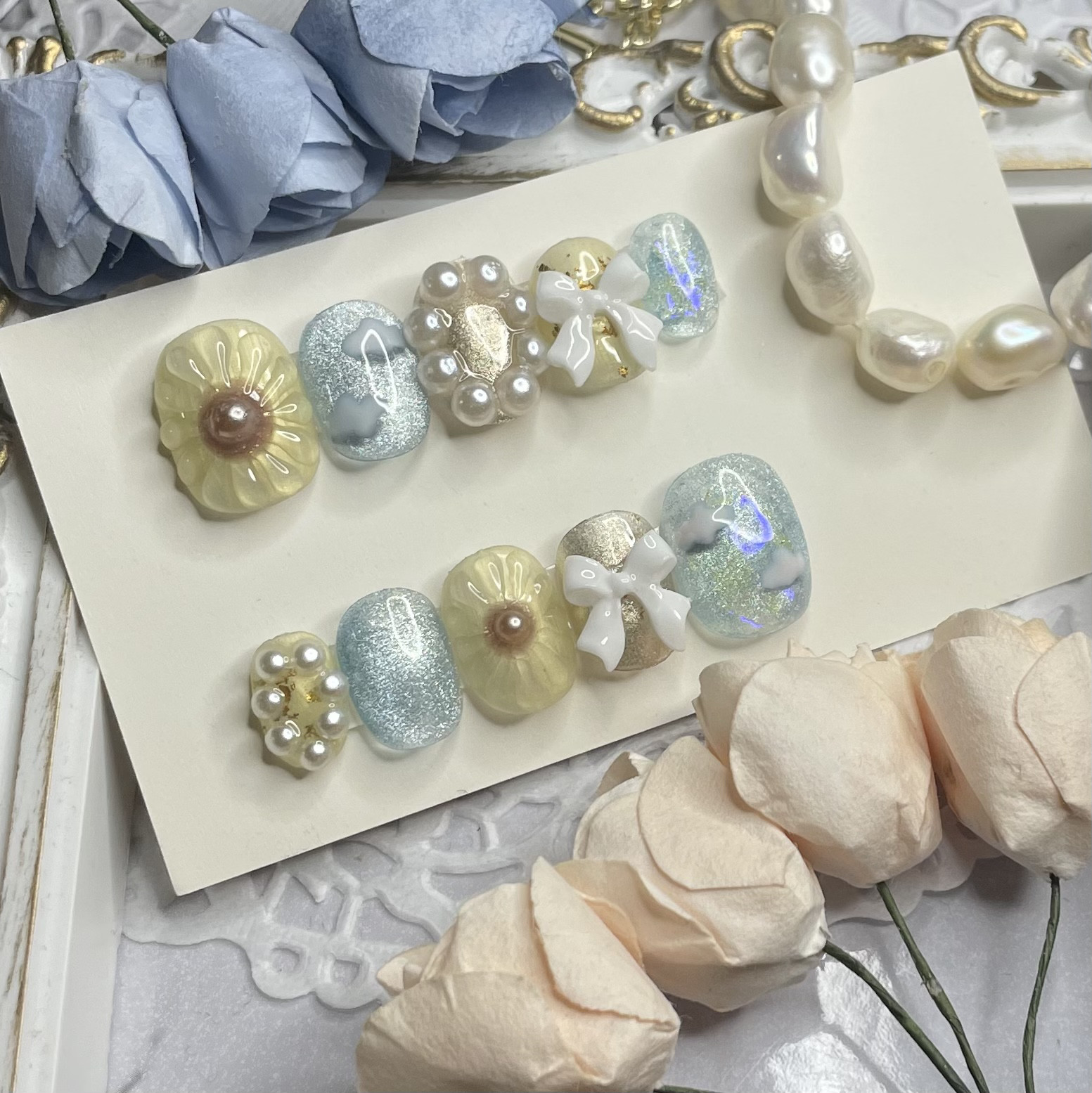 サイズオーダー♡夏の青空×ひまわりネイルチップ size order nailtip  