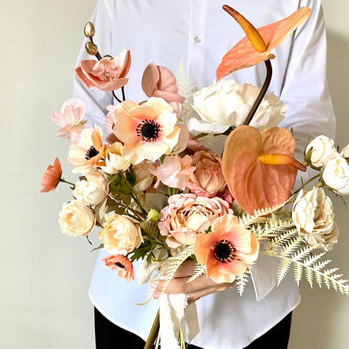 ニュアンスカラーブーケ アーティフィシャルフラワー 韓国風 ブーケ  