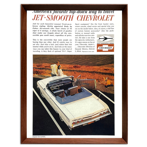 シボレー インパラ 1960年代 アメリカ ヴィンテージ 雑誌 広告 額付