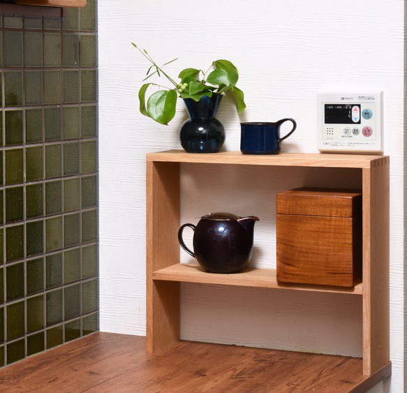 ホワイトオーク無垢材 コの字ラック二段 棚・シェルフ・ラック ma-wood