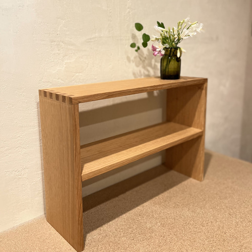 ホワイトオーク無垢材 コの字ラック二段 棚・シェルフ・ラック ma-wood