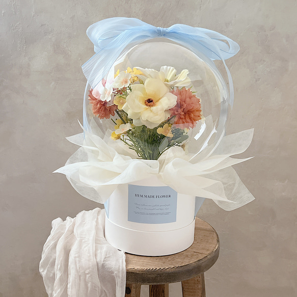 【文字入れ無料】ブルーとイエローのバルーン　花束　ギフト　プレゼント 結婚式 電報 祝電 結婚祝い 誕生日 8枚目の画像