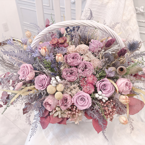 フラワーアレンジメント　春ギフト　造花　ピンクインテリア　フラワーバスケット♡ フラワーアレンジメント 春ギフト 造花 ピンクインテリア フラワー