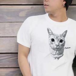 うちの子モノクロイラスト メンズ Tシャツ /オーダーメイド で作る！ 猫好き犬好きの男性へのギフトに！ 8枚目の画像