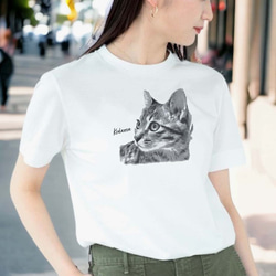 うちの子モノクロイラスト メンズ Tシャツ /オーダーメイド で作る！ 猫好き犬好きの男性へのギフトに！ 6枚目の画像