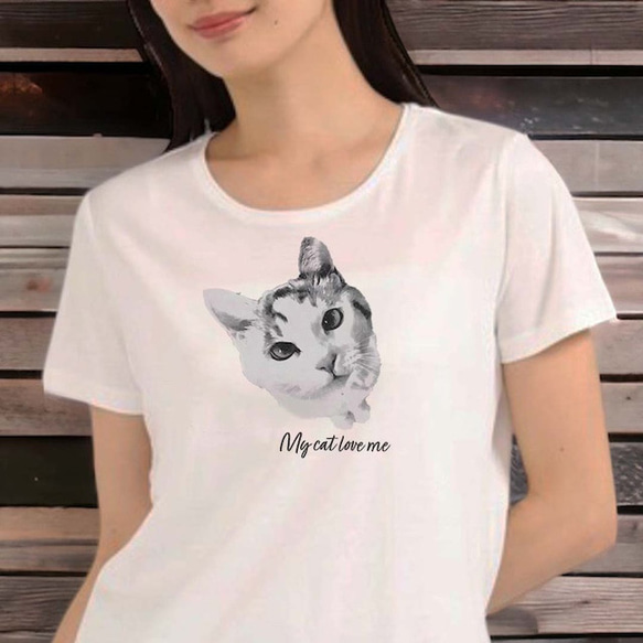 うちの子モノクロイラスト メンズ Tシャツ /オーダーメイド で作る！ 猫好き犬好きの男性へのギフトに！ 7枚目の画像