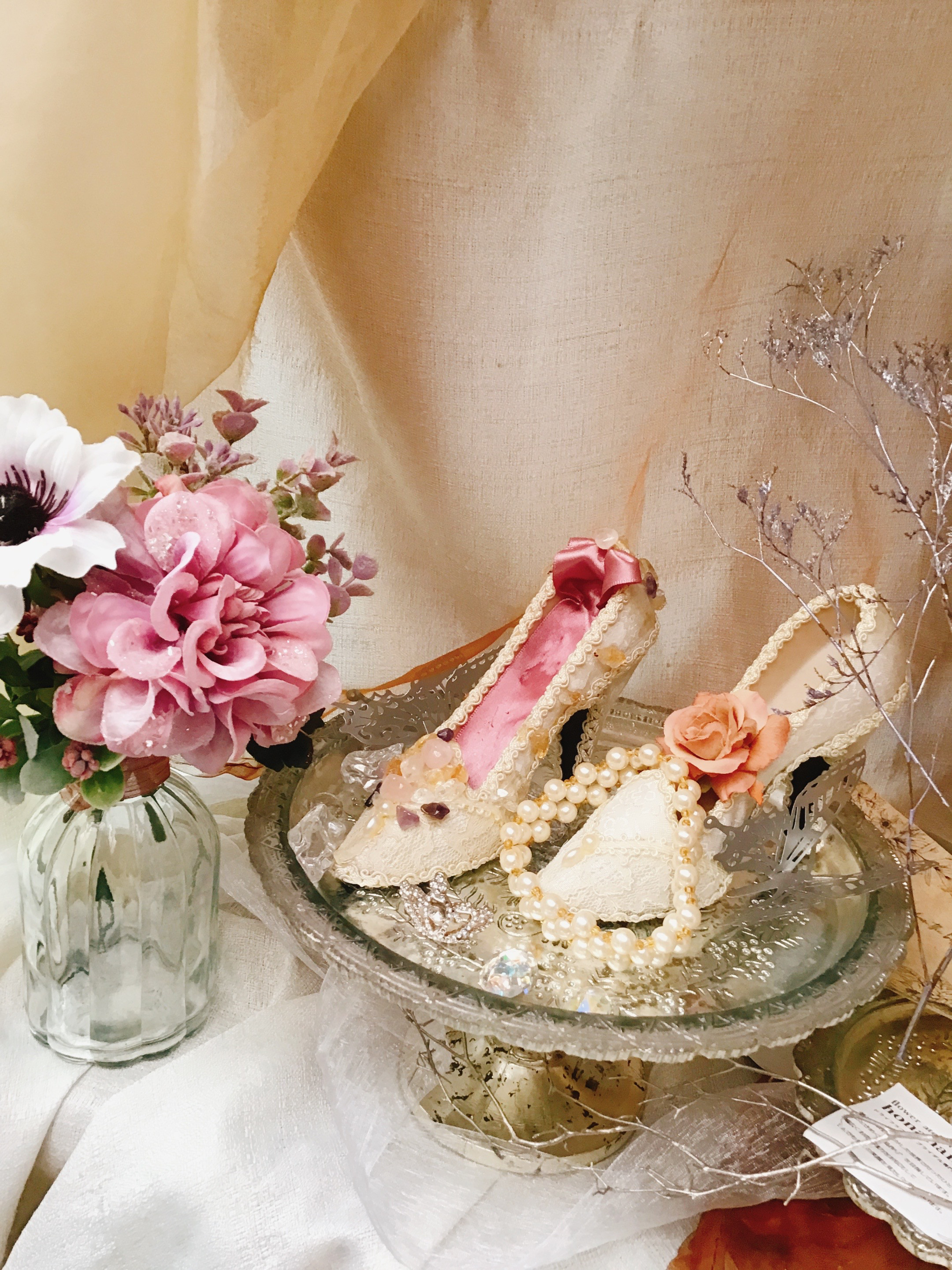 春色新作2024【ウエディングフォトスポット　シンデレラセット】キラキラコーディネート♡エレガントヒール選べる小物付き