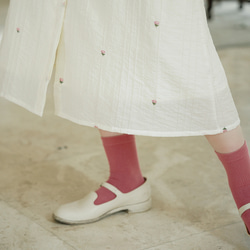 クリームローズフレンチレトロガールドレス半袖夏ウエストネクタイルーズスカート 19枚目の画像