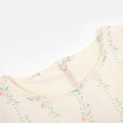 クリーム花柄フレンチレトロガールフライングスリーブフリルドレススリムウエスト花柄ドレス半袖ロングドレス 3枚目の画像
