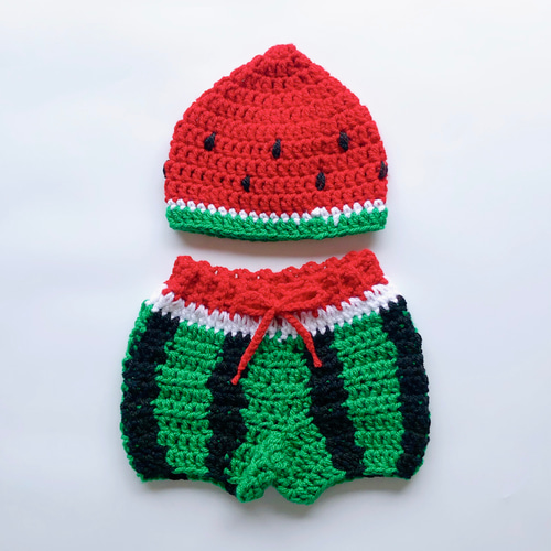 上下セット・スイカベビーコスチューム☆ニューボーンフォト・ハーフ