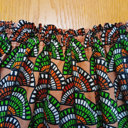 【裾上げ無料】ポケットつき【春夏　アフリカ　幾何学柄】ウエストゴムのコットンギャザースカート　 15枚目の画像