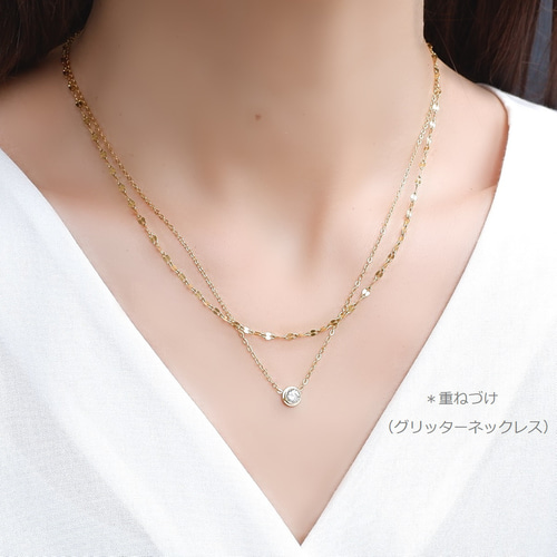 つけっぱなしOK＊CZダイヤ一粒ネックレス サージカルステンレス