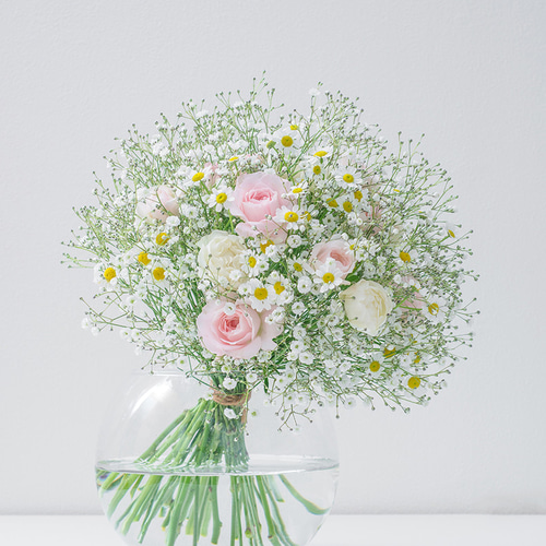 ウェディングブーケ 生花 かすみ草ブーケ【ブートニア、髪飾り ウェディングブーケ 生花 かすみ草ブーケ【ブートニア、髪飾り