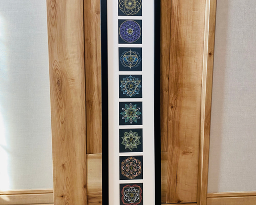 曼陀羅、額つき 中国手織高級美術緞通 中台八葉院（ 曼荼羅）額装 69×69