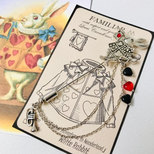 不思議の国のアリス」【白ウサギ(裁判)】ハットピン(ラペルピン