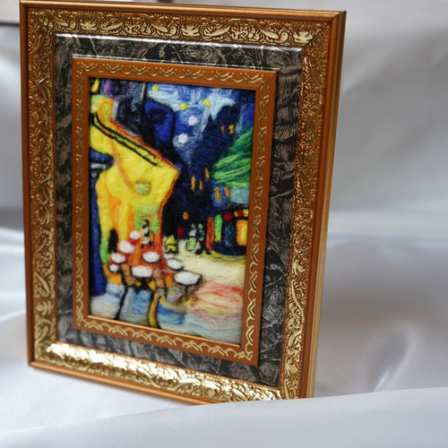 夜のカフェテラス ゴッホ 名画 絵画 羊毛フェルト 名画シリーズ ゴッホ