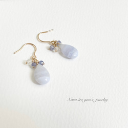 14kgf blue lace agate ×2stones pierce 7枚目の画像