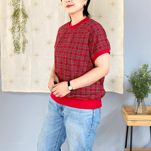 チェック柄　赤　スリーブ 楽天市場】チェック 赤（トップス｜レディースファッション）の通販