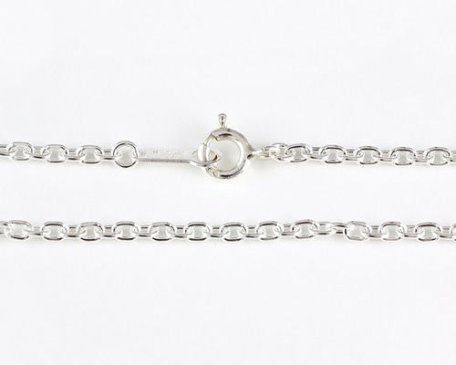 SV925 あずき 小豆 チェーン ネックレス 線径0.60mm太さ2.0mm 銀