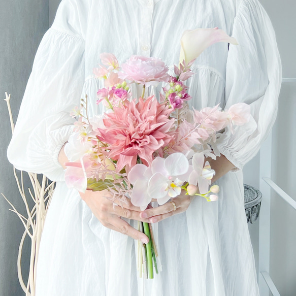 アーティシャルフラワーブーケ　WM 1108　フォトウェディング　結婚式　前撮り　和装　白無垢 1枚目の画像