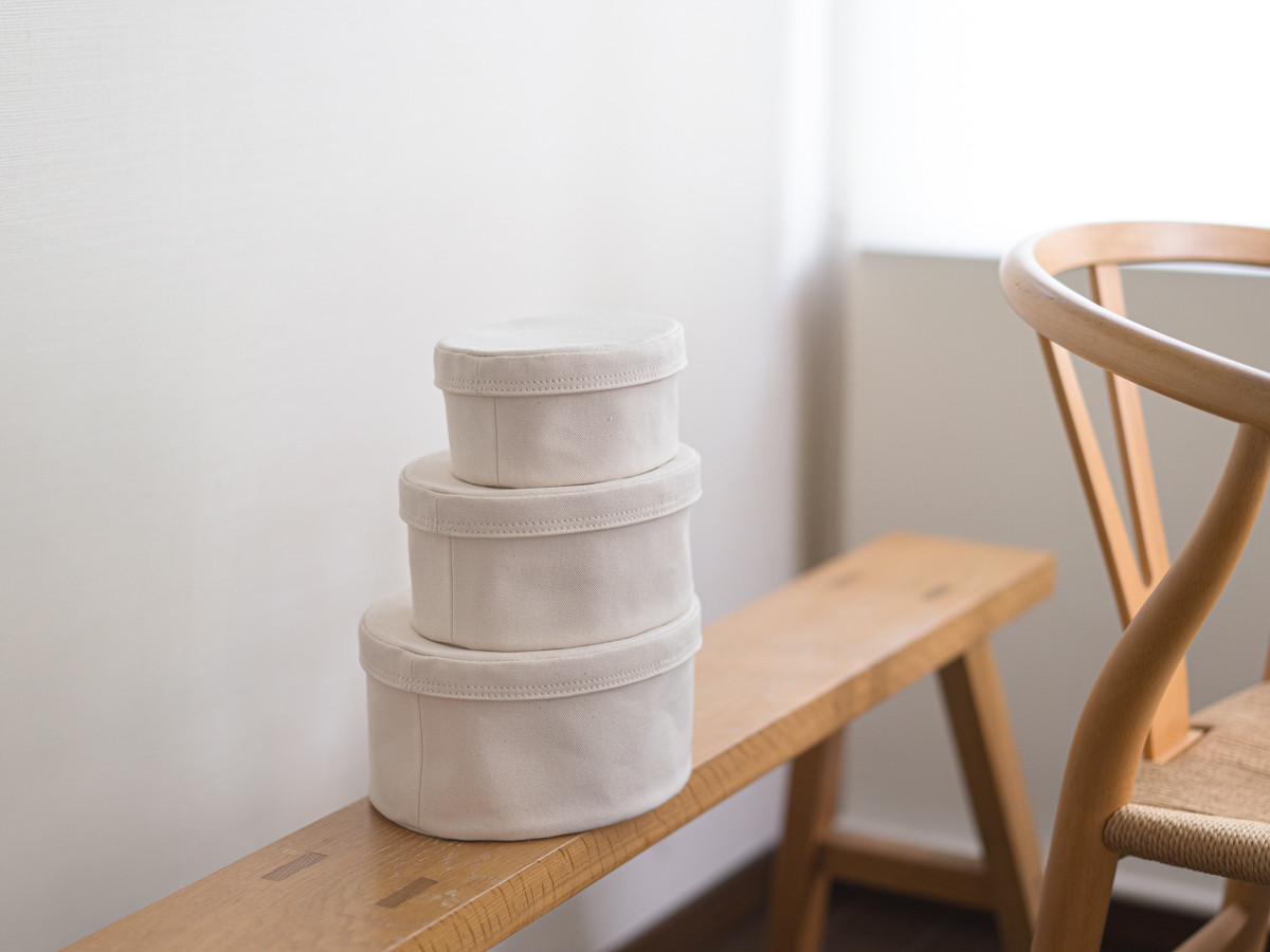 ［3個セット］帆布のオーバルボックス