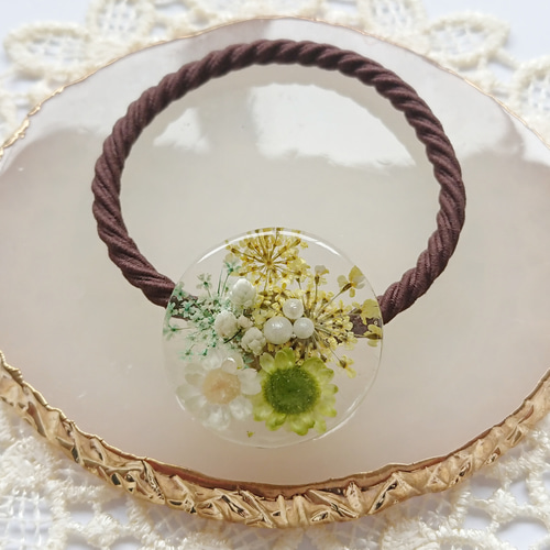 レジン グリーン ドライフラワー ヘアゴム ヘアゴム sora7iro 通販