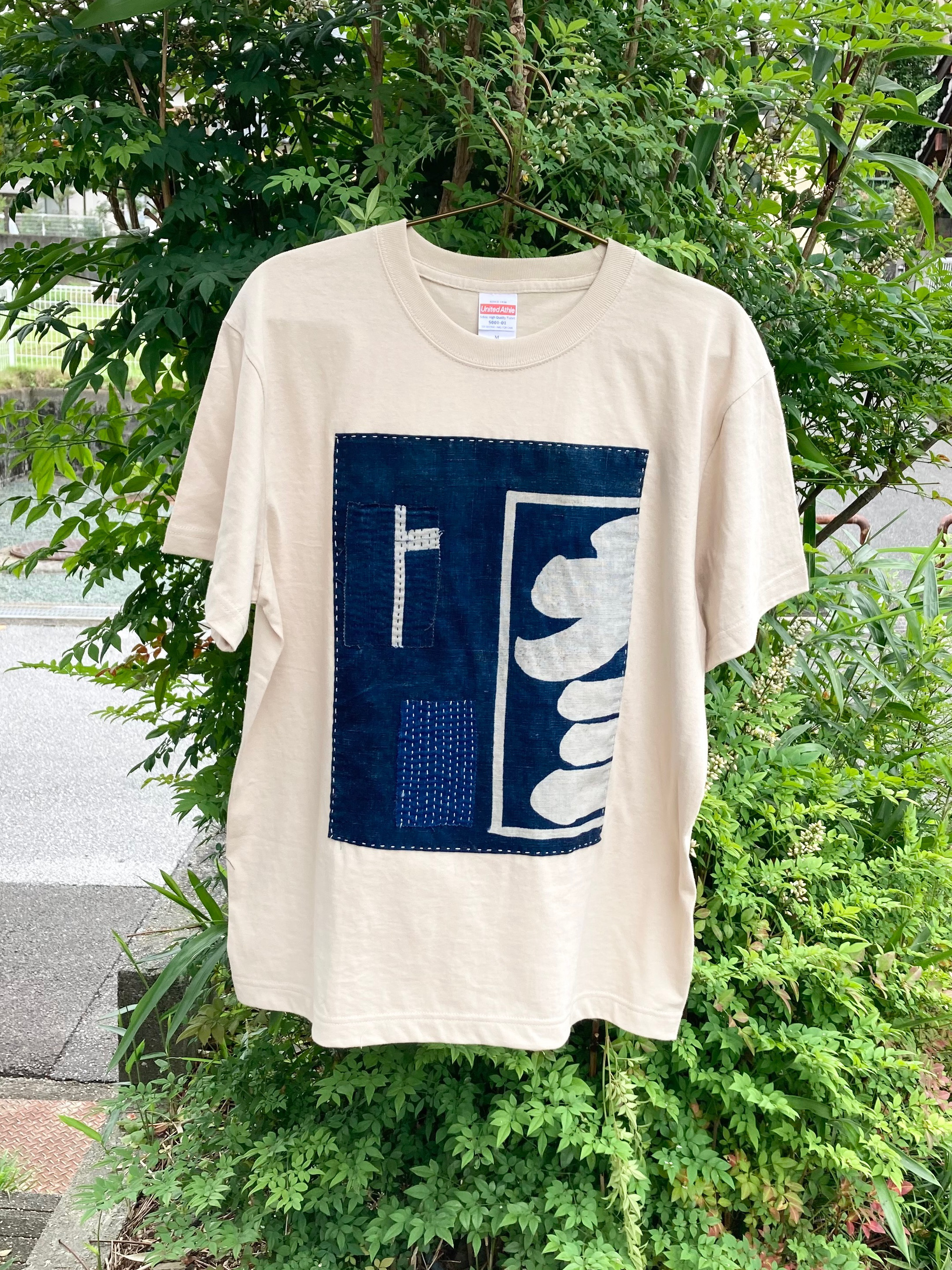 1998 襤褸　リメイク　tシャツ 藍染め　藍染　古布　パッチワーク　オリジナル