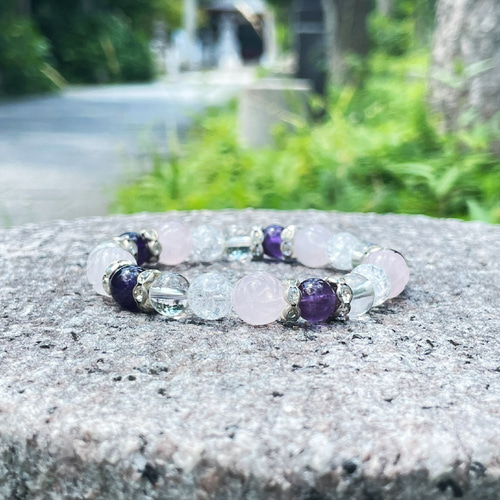 癒しと安らぎを求める方におすすめ☆薔薇彫ローズクォーツ＆アメジスト  