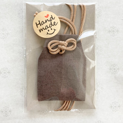 お守り袋　ミニサイズ　ハーフリネン　デコレクションズ　首かけタイプ♡ふんわり裏地付き　送料無料 4枚目の画像