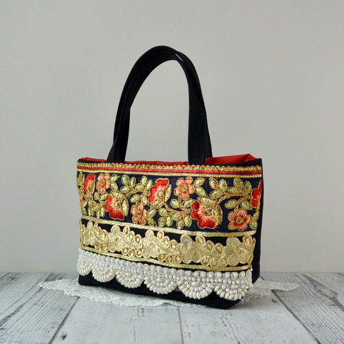 コアラ　トートバッグ　インド刺繍ハイクラスと合皮　ハンドメイド コアラ様専用 トートバッグ インド刺繍ハイクラスと合皮