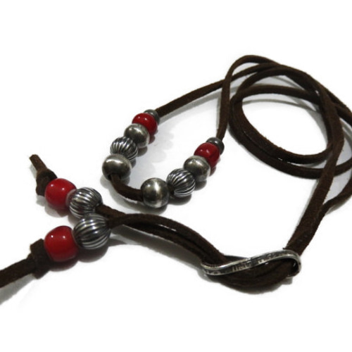 インディアンジュエリー ネックレス 革ひも スエード（合成） ナバホ