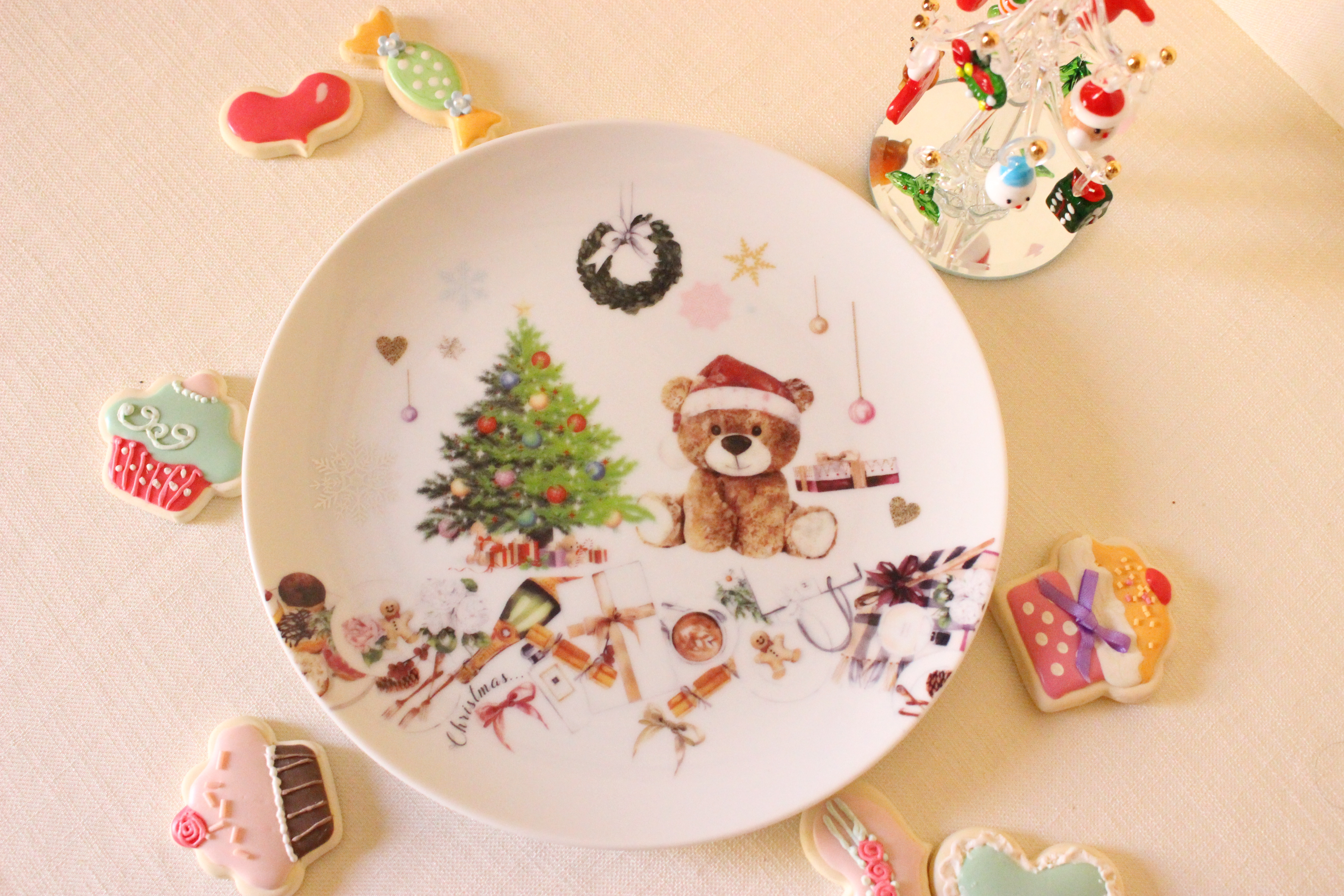 トールペイント作品　クリスマスベア　Debbie Cole,CDA参考　飾り皿 トールペイント作品 クリスマス トールペイント作品 クリスマス