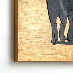 皮革拼貼藝術（黑貓）黑貓A4尺寸木板 第7張的照片