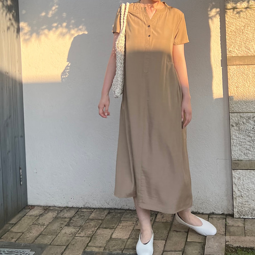 人気 送0テロンと1枚で着れる 冷感夏生地の半袖ワンピース 細見え