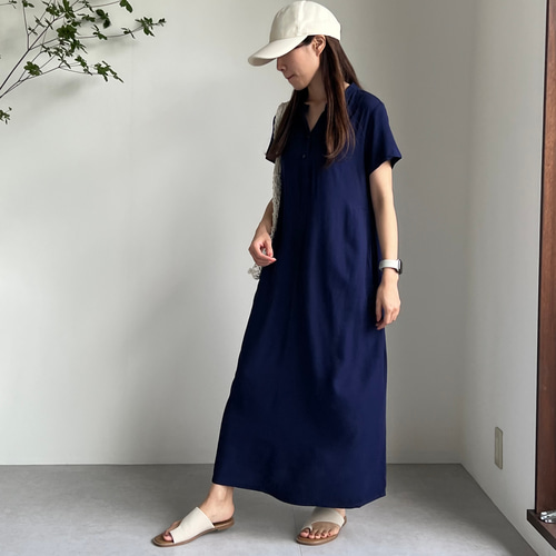 人気 送0テロンと1枚で着れる 冷感夏生地の半袖ワンピース 細見え