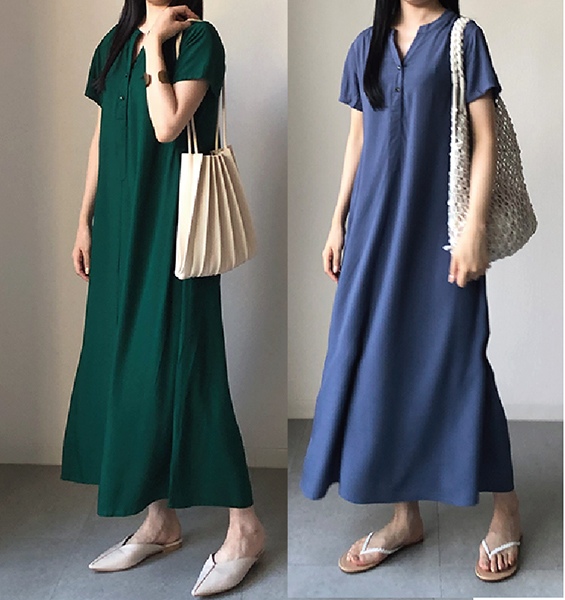 人気 送０テロンと１枚で着れる 冷感夏生地の半袖ワンピース 細見えワンピース トールサイズも【半袖ネイビーワンピ−ス】