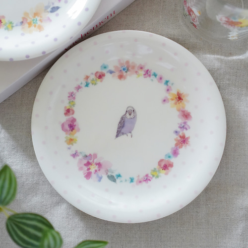セキセイインコのお皿:ブルー（小鳥シリーズ） 中皿 daisy 通販