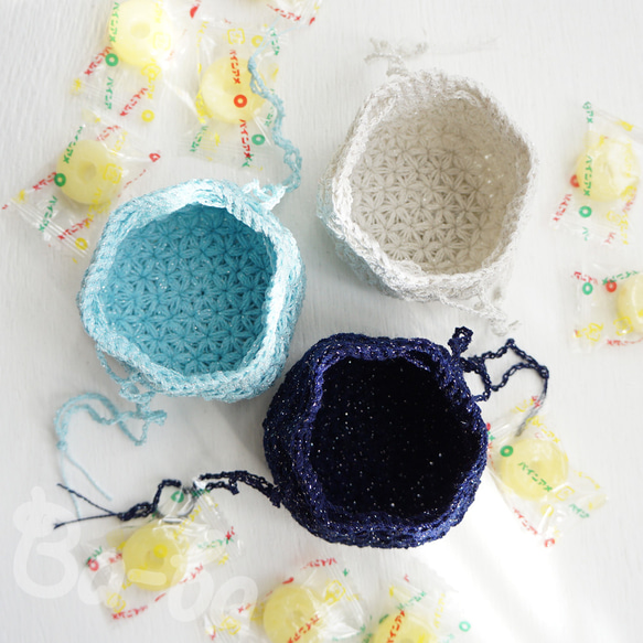 Ba-ba handmade  Crochet Drawstring bag  No.KPPRH3 第5張的照片