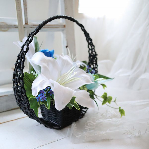 お供え フラワーアレンジメント 百合 造花 お悔み 新盆 大切な方へ 145