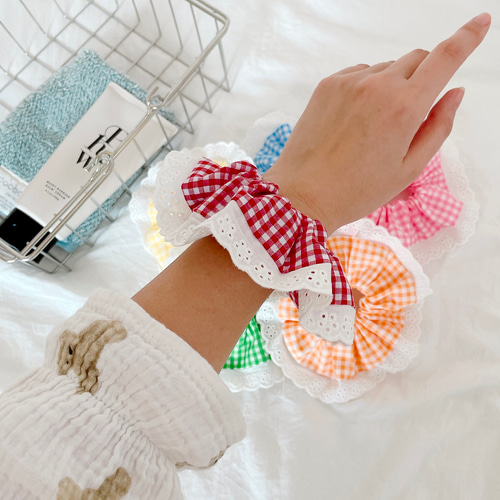 ハンドメイド♡♡ファーバンスクリップ♡Fancy赤ギンガム 400195b357387a7ca7b1d08d05787d