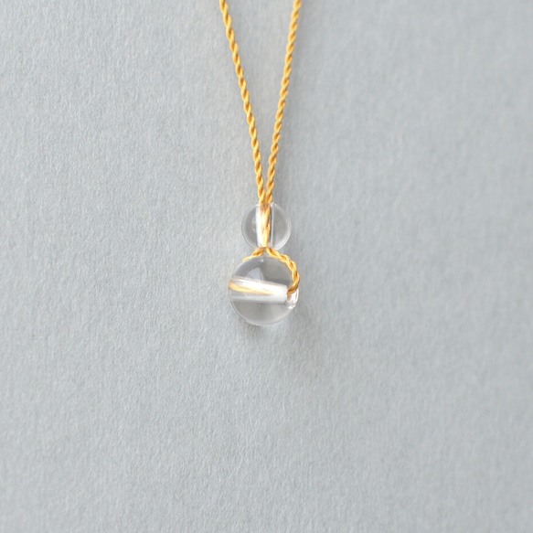 crystal × silk necklace ( yellow gold ) 一粒クリスタル 絹糸 ネックレス 10枚目の画像