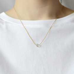 crystal × silk necklace ( yellow gold ) 一粒クリスタル 絹糸 ネックレス 6枚目の画像