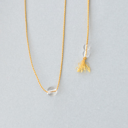 crystal × silk necklace ( yellow gold ) 一粒クリスタル 絹糸 ネックレス 3枚目の画像