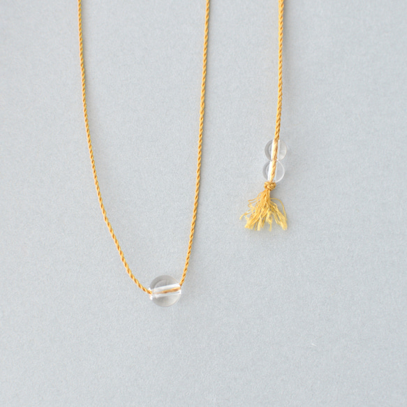 crystal × silk necklace ( yellow gold ) 一粒クリスタル 絹糸 ネックレス 3枚目の画像