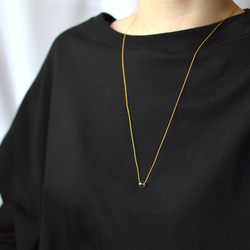 crystal × silk necklace ( yellow gold ) 一粒クリスタル 絹糸 ネックレス 2枚目の画像