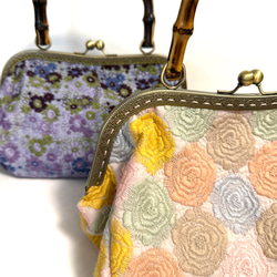 Ｉ刺繍シリーズ  pjc 「スクエア小花」紫色　バンブーバッグ  和装にも… 7枚目の画像